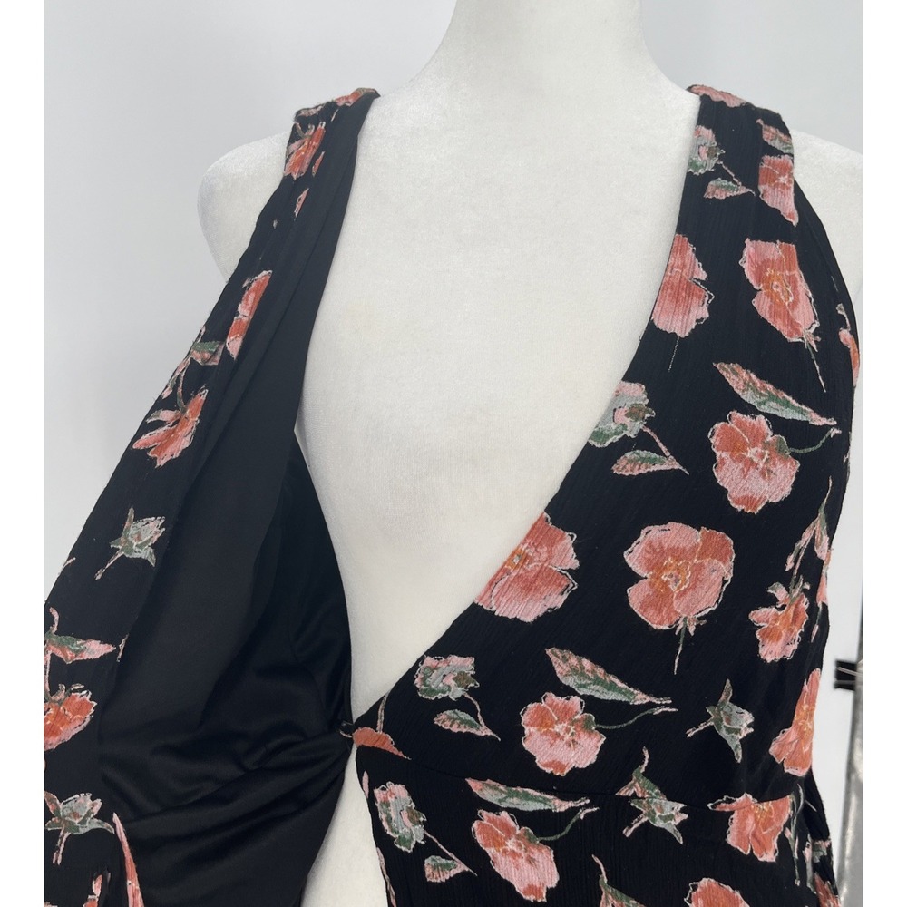 Miami Womens Y2K Wrap Maxi Dress Dark Floral Fairy Grunge Whimsigoth Size Small - Picture 5 of 7